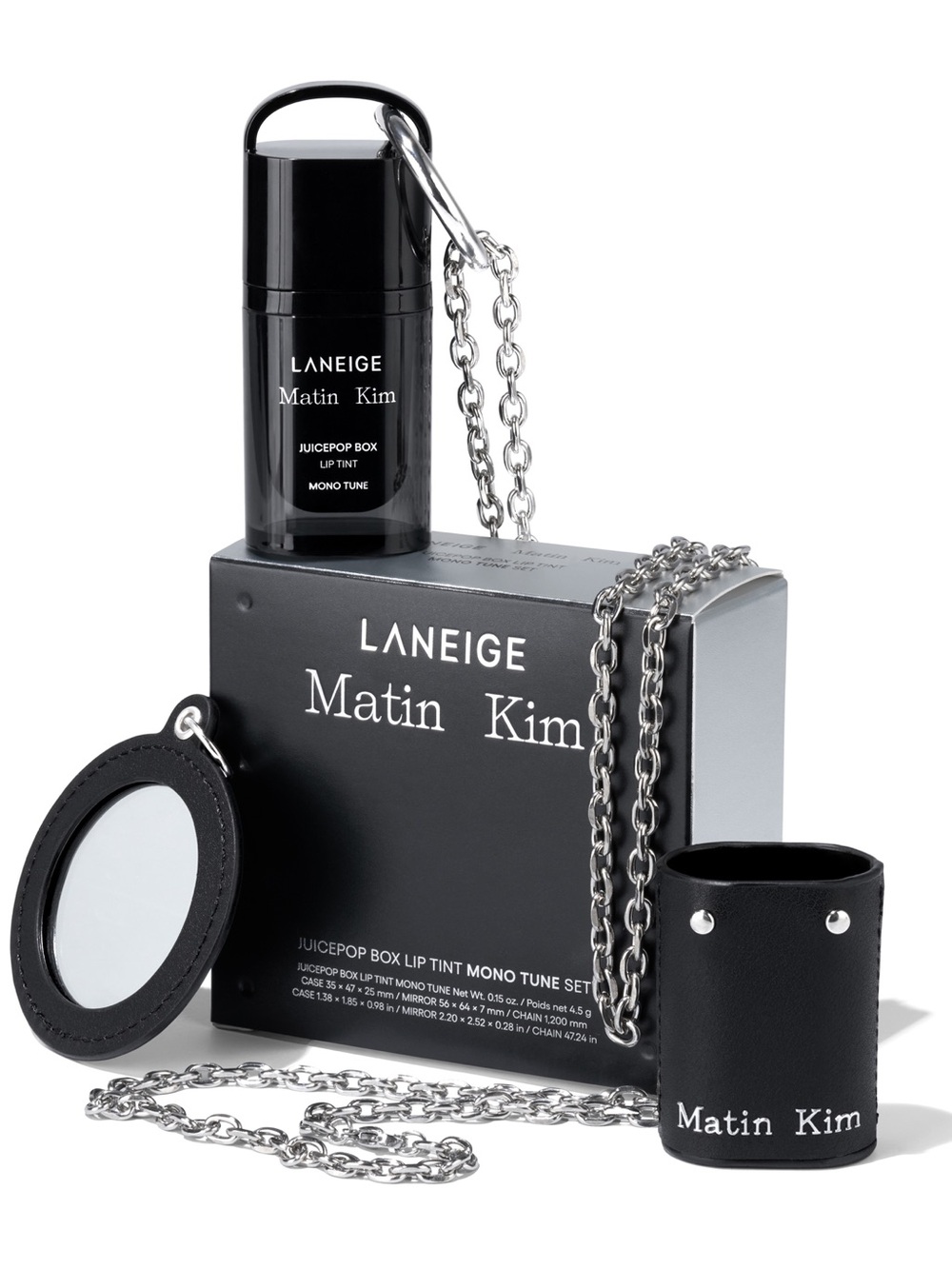 LANEIGE Matin Kim Black Lip Tint Set with Silver Chain